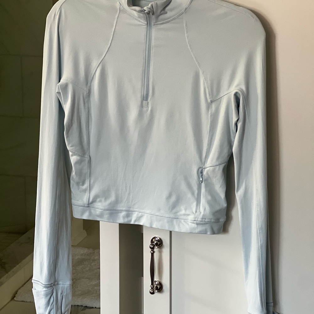 lululemon athletica Light Blue Fitted Polo Long Sleeve Top